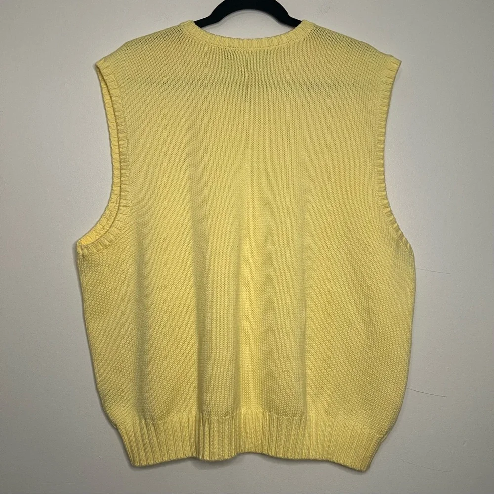 Polo Ralph Lauren Sweater Vest XL Yellow Knit 100% Cotton V-Neck Pullover preppy - Picture 4 of 4